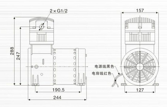 臺冠JP-240S壓縮泵外觀尺寸圖